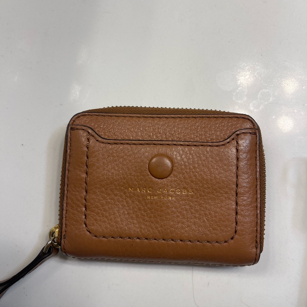 Marc Jacobs Brown Pebbled Leather Zip Wallet